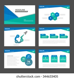 Blue and Green presentation template Infographic elements flat design set for brochure flyer leaflet marketing advertising