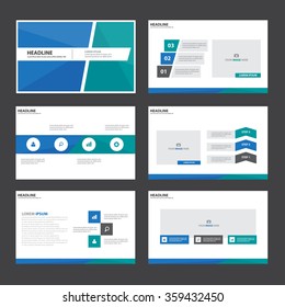 Blue green presentation template Infographic elements flat design set for brochure flyer leaflet marketing advertising