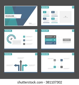 Blue green presentation templates Infographic elements flat design set for brochure flyer leaflet marketing advertising