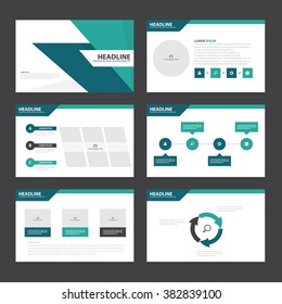 Blue green presentation templates Infographic elements flat design set for brochure flyer leaflet marketing advertising