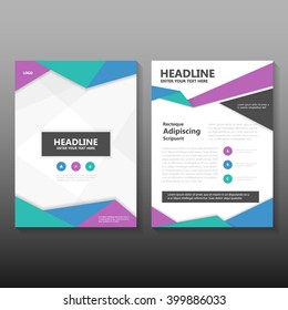 Blue Green purple polygon elegance Vector annual report Leaflet Brochure Flyer template design, Poster book cover layout design