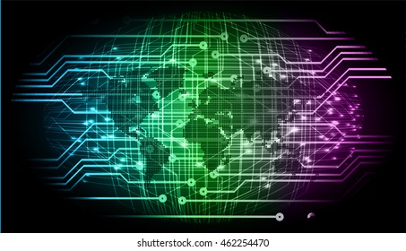 blue green purple world map abstract cyber future technology concept background, illustration, circuit board, vector