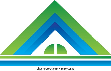 Blue Green Real Estate House Logo