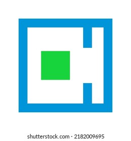 Blue green rectangle square puzzle architecture logo symbol icon design