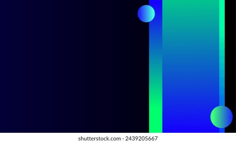 Blue green rectangle strip with spheres over dark background