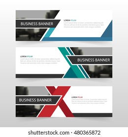 Blue green red abstract triangle corporate business banner template, horizontal advertising business banner layout template flat design set , clean abstract cover header background for website design