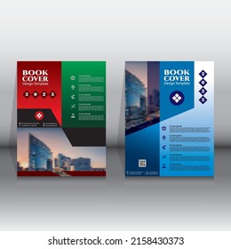 Blue, green and red colour abstract shapes business vector template. Modern and stylish brochure, cover page, annual report, poster, book, flyer, design.
