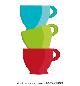 blue green and red cups set front view over isolated background,vector illustration