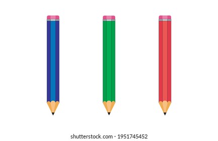 Blue, green and red pencil drawn in illustrator