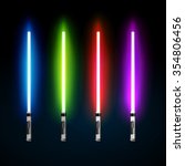 Blue, green, red and purple light future swords. From star war. Eps10 Vector illustration.