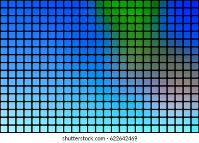 Blue green red vector abstract mosaic background with rounded corners square tiles over black