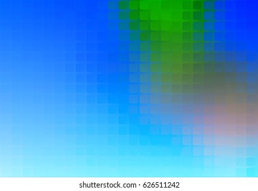 Blue green red vector abstract rounded corners square tiles mosaic  over blurred background