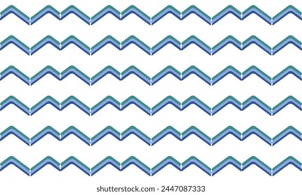
blue green ribbon wave on white background, seamless pattern with repeat blue waves as horizontal strip line, replete image design for fabric printing patter