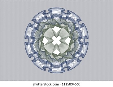 Blue and green rosette. Linear Illustration.