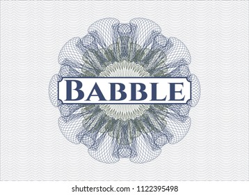 Blue and green rosette. Linear Illustration with text Babble inside