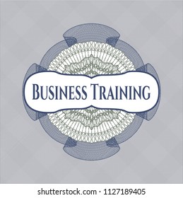 Blue and green rosette. Linear Illustration with text Business Training inside