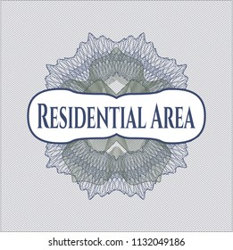 Blue and green rosette. Linear Illustration with text Residential Area inside