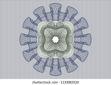Blue and green rosette. Linear Illustration.
