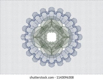 Blue and green rosette. Linear Illustration.