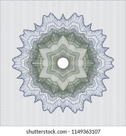 Blue and green rosette. Linear Illustration.