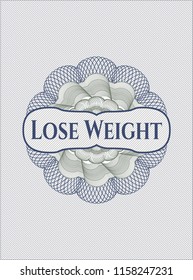 Blue and green rosette. Linear Illustration with text Lose Weight inside