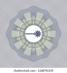 Blue and green rosette. Linear Illustration with laser icon inside