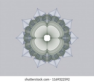 Blue and green rosette. Linear Illustration.