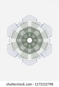 Blue and green rosette. Linear Illustration.