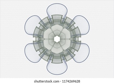 Blue and green rosette. Linear Illustration.