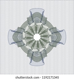 Blue and green rosette. Linear Illustration.