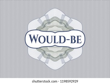 Blue and green rosette. Linear Illustration with text Would-be inside