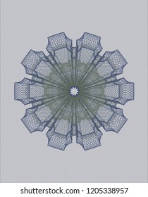 Blue and green rosette. Linear Illustration.