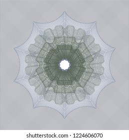 Blue and green rosette. Linear Illustration.
