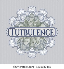 Blue and green rosette. Linear Illustration with text Turbulence inside