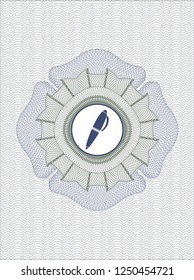 Blue and green rosette. Linear Illustration with pen icon inside