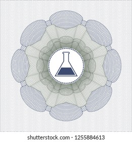 Blue and green rosette. Linear Illustration with test tube icon inside