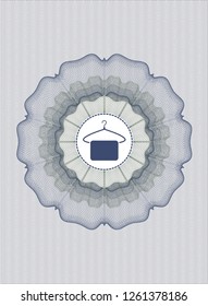 Blue and green rosette. Linear Illustration with hanger with towel icon inside
