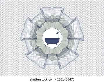 Blue and green rosette. Linear Illustration with bathtub icon inside