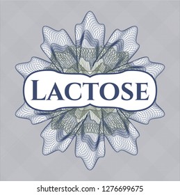 Blue and green rosette. Linear Illustration with text Lactose inside