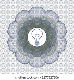 Blue and green rosette. Linear Illustration with idea icon inside