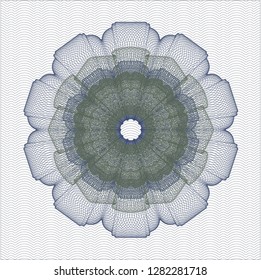 Blue and green rosette. Linear Illustration.
