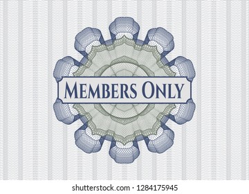 Blue and green rosette. Linear Illustration with text Members Only inside