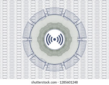 Blue and green rosette. Linear Illustration with signal icon inside