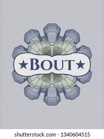 Blue and green rosette. Linear Illustration with text Bout inside