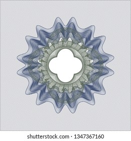 Blue and green rosette. Linear Illustration.