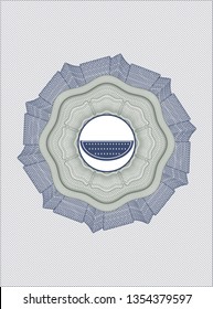 Blue and green rosette. Linear Illustration with watermelon icon inside