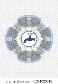 Blue and green rosette. Linear Illustration with tap icon inside