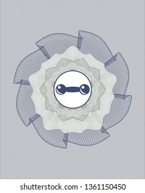 Blue and green rosette. Linear Illustration with dumbbell icon inside