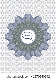 Blue and green rosette. Linear Illustration with speech bubble icon inside