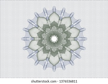 Blue and green rosette. Linear Illustration.